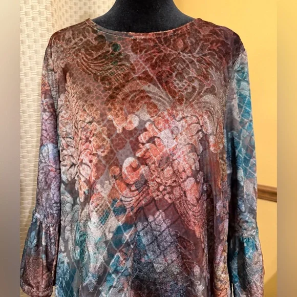 bryn Walker Fran Top in the Moondance featuring velvet burnout fabric Blouse - Picture 2 of 9